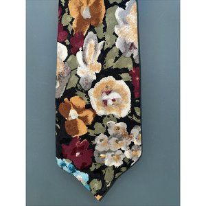Oscar De La Renta Couture Neckwear 100% Silk Men's Floral Art Vintage Neck Tie